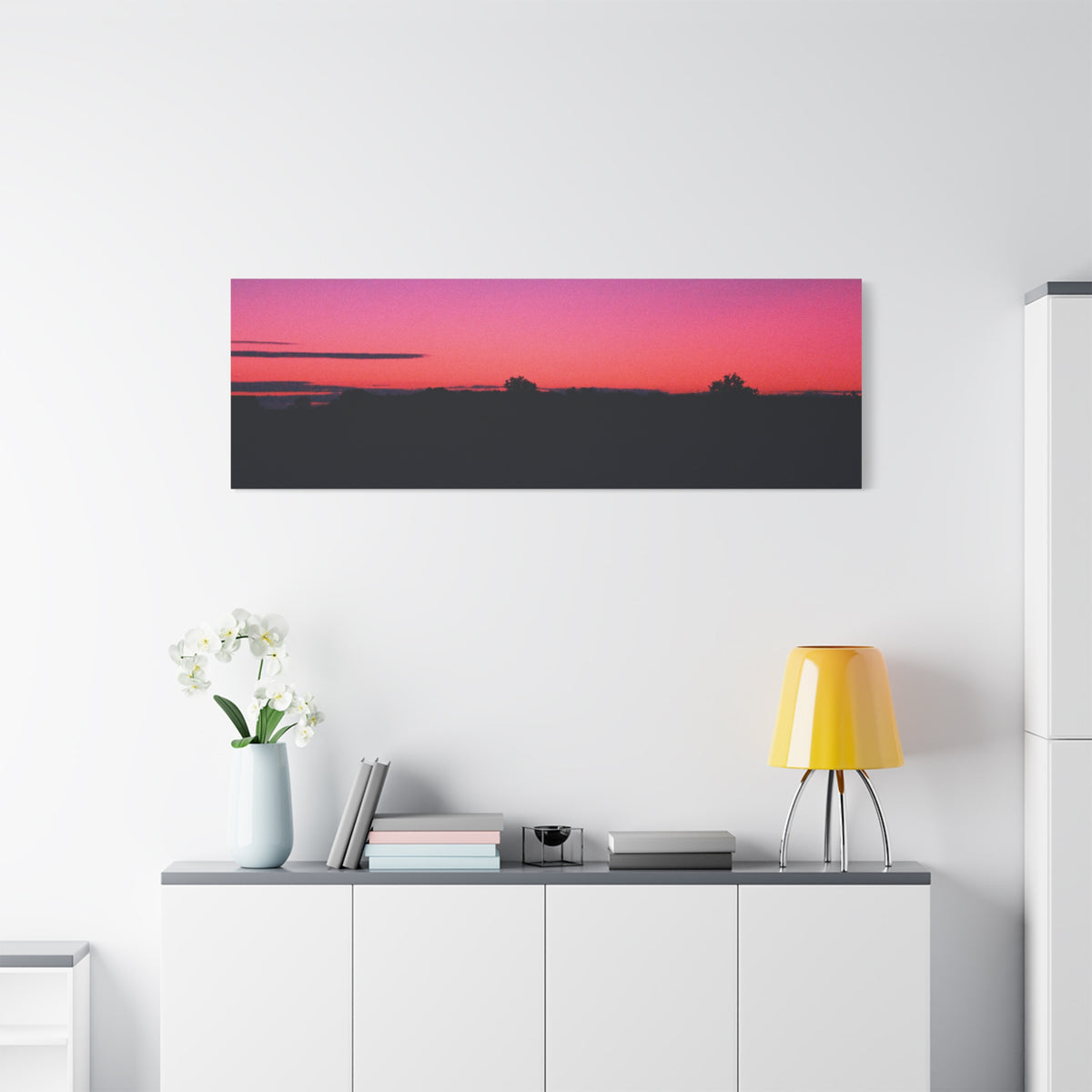 Vaporwave Sunset Horizon Matte Stretched Canvas (1.25")