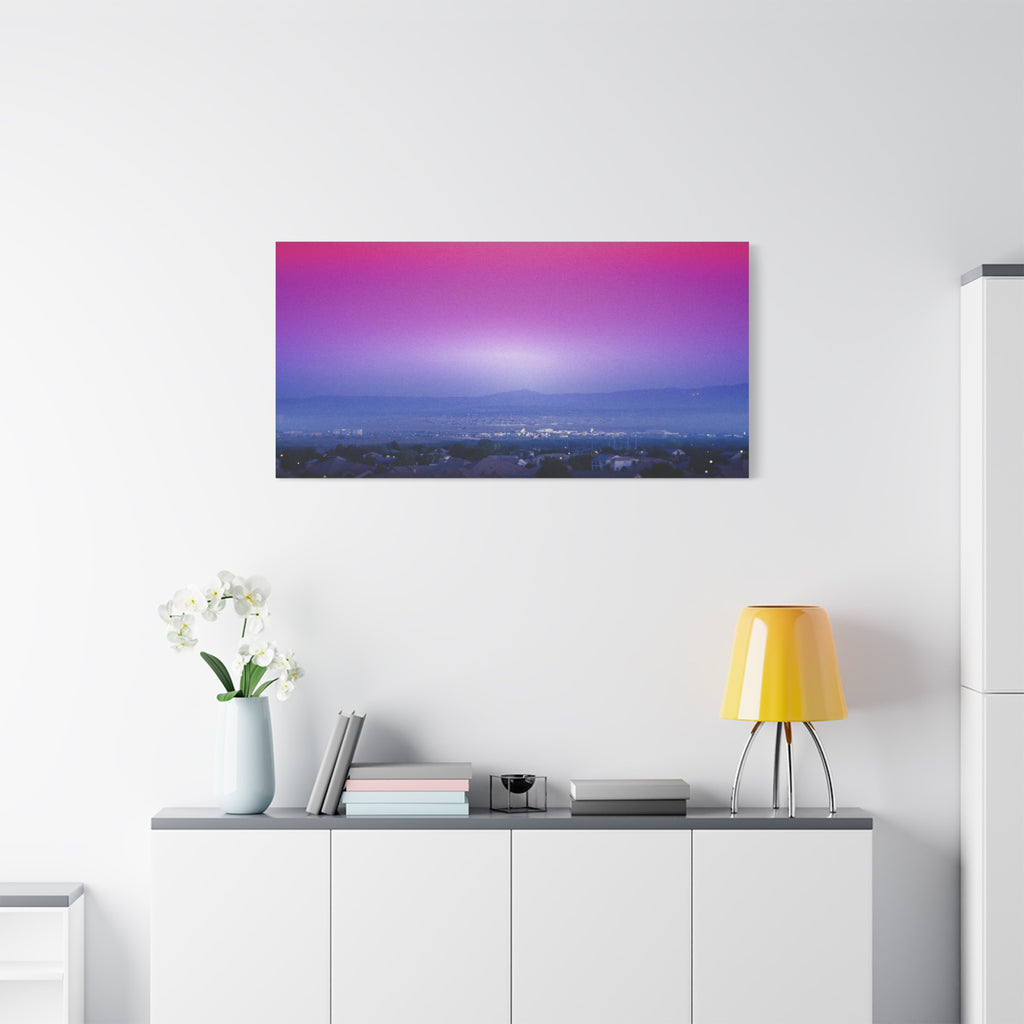 Resonance Inspired Sunset Gradient Canvas Wall Art | Pink & Purple Cityscape Matte Canvas