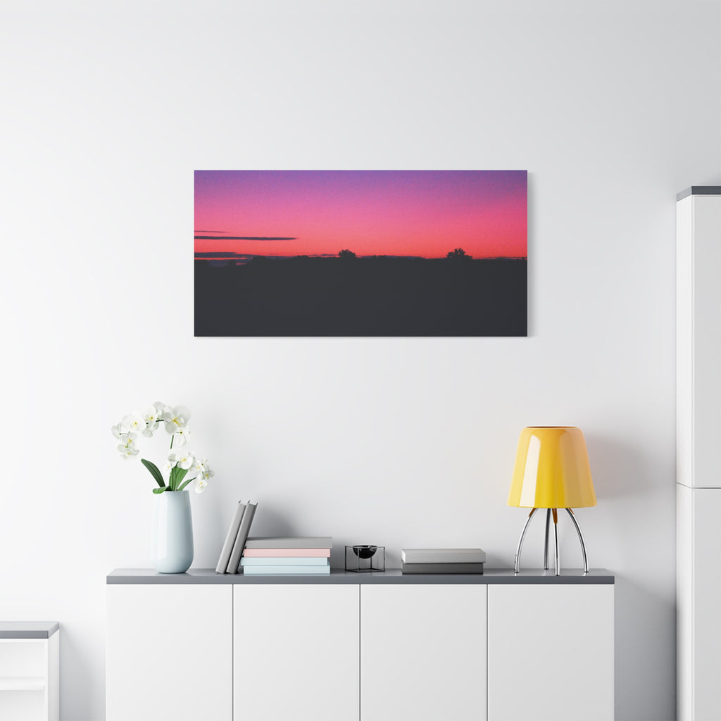 Vaporwave Sunset Horizon Matte Stretched Canvas (1.25")