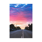 Blue, Pink & Orange Sunset Road Canvas Wall Art | Matte Stretched Print