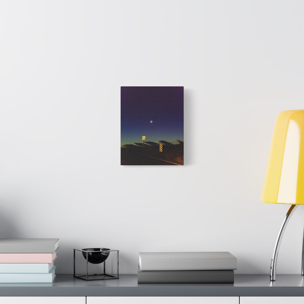 Moonlit Road Matte Canvas Wall Art | Night Sky Photography Print