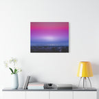 Resonance Inspired Sunset Gradient Canvas Wall Art | Pink & Purple Cityscape Matte Canvas