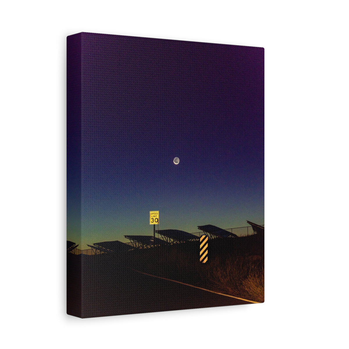 Moonlit Road Matte Canvas Wall Art | Night Sky Photography Print
