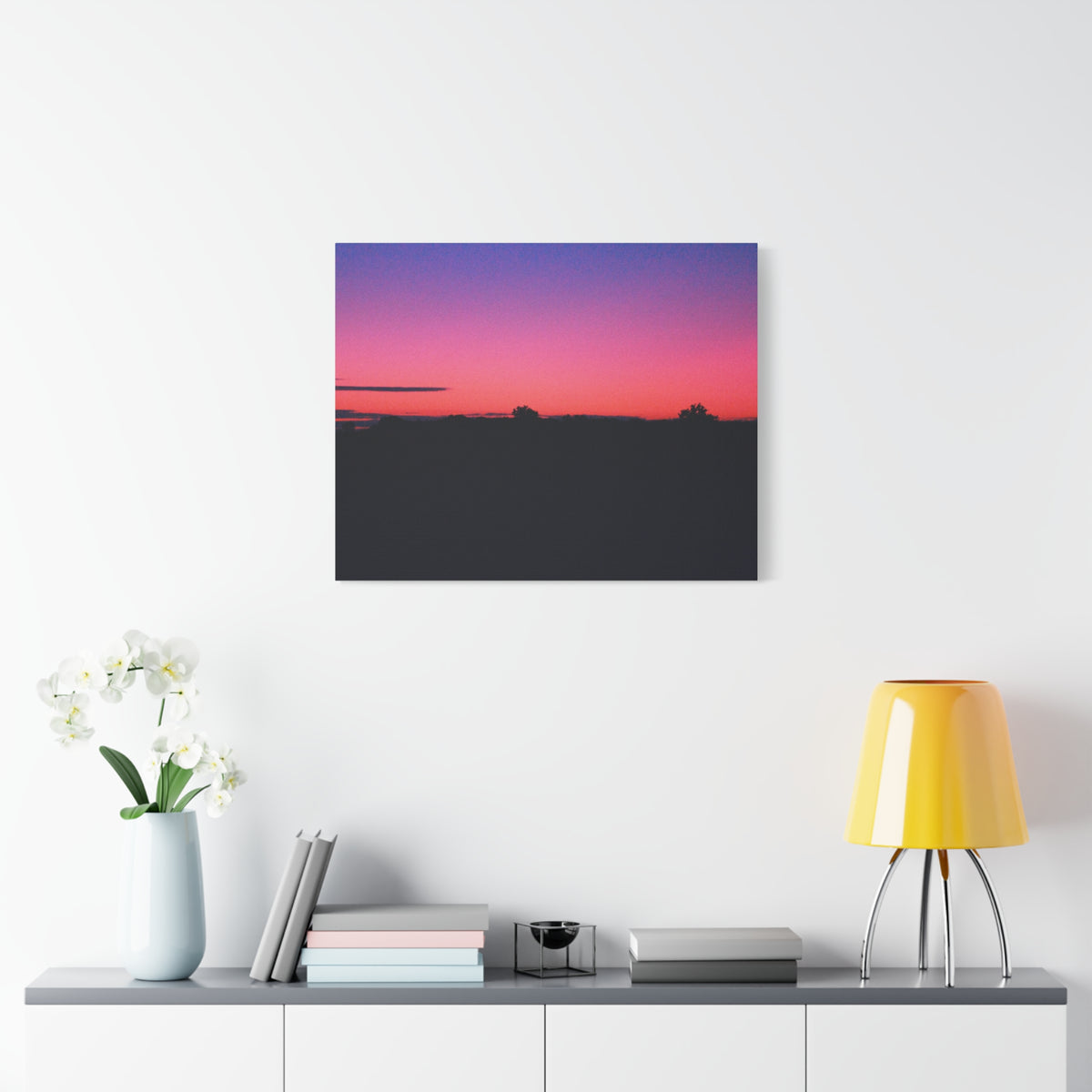 Vaporwave Sunset Horizon Matte Stretched Canvas (1.25")
