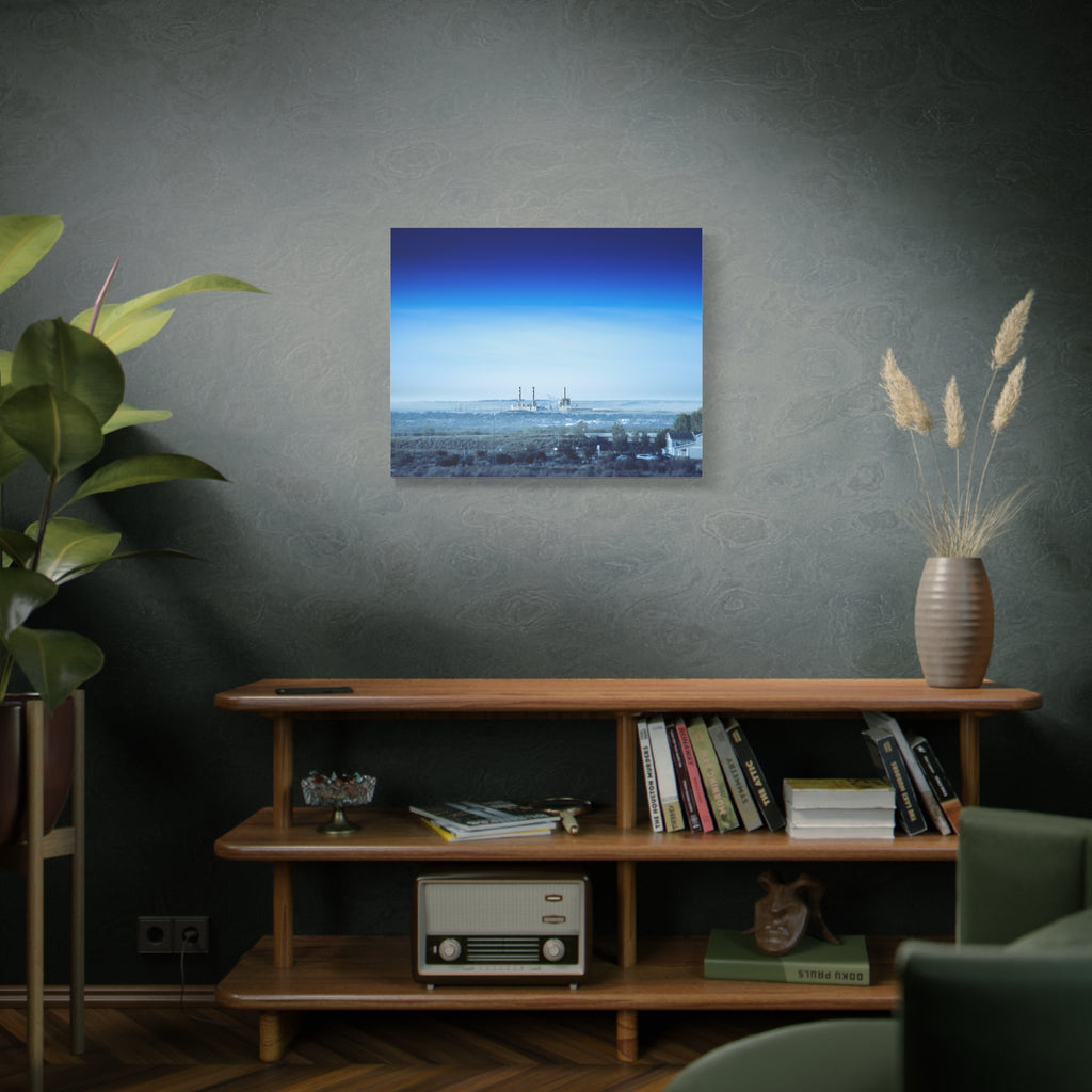 Blue Horizon Apocalyptic Industrial Landscape Matte Canvas (Stretched)