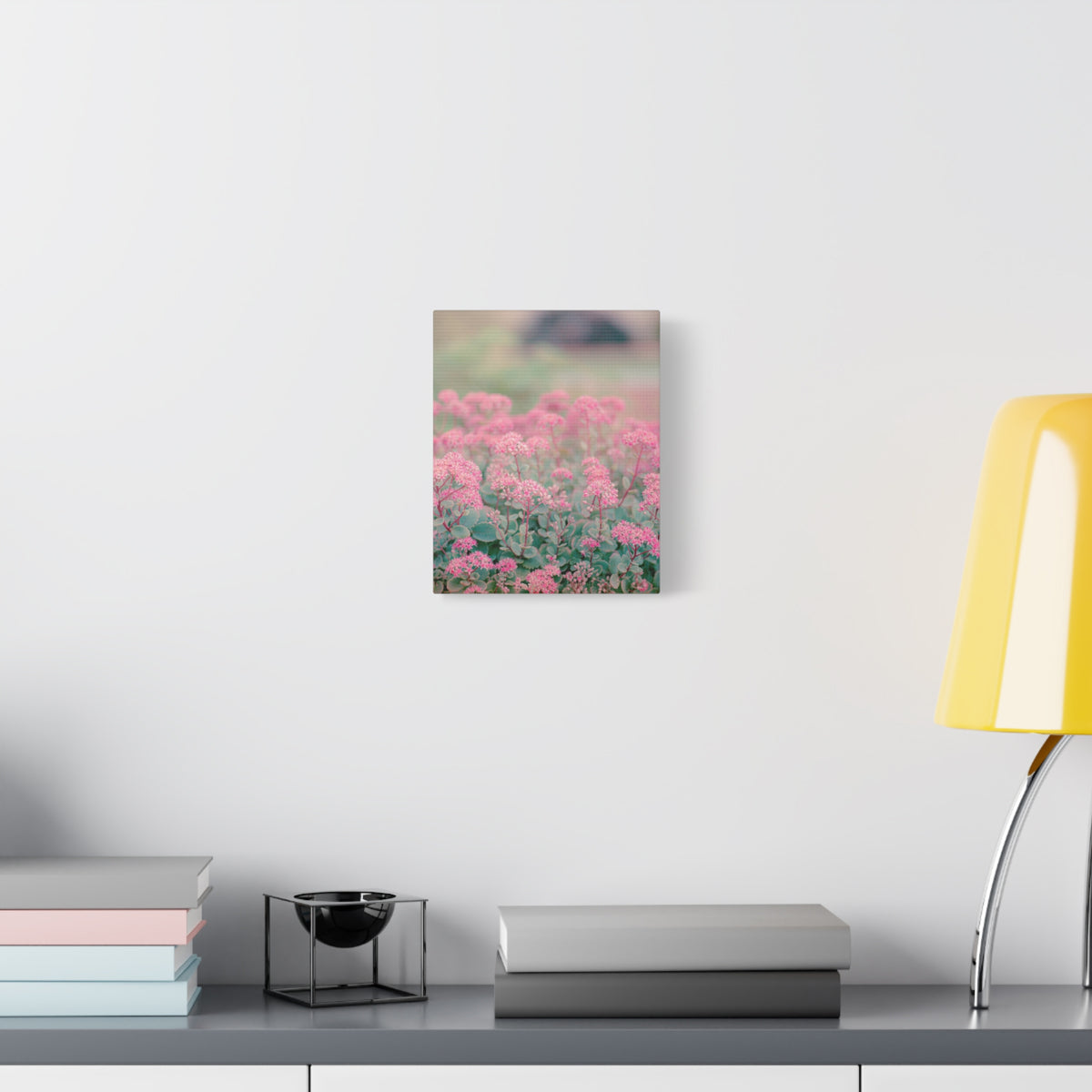 Vintage Pink Sedum Meadow | Matte Stretched Canvas Wall Art