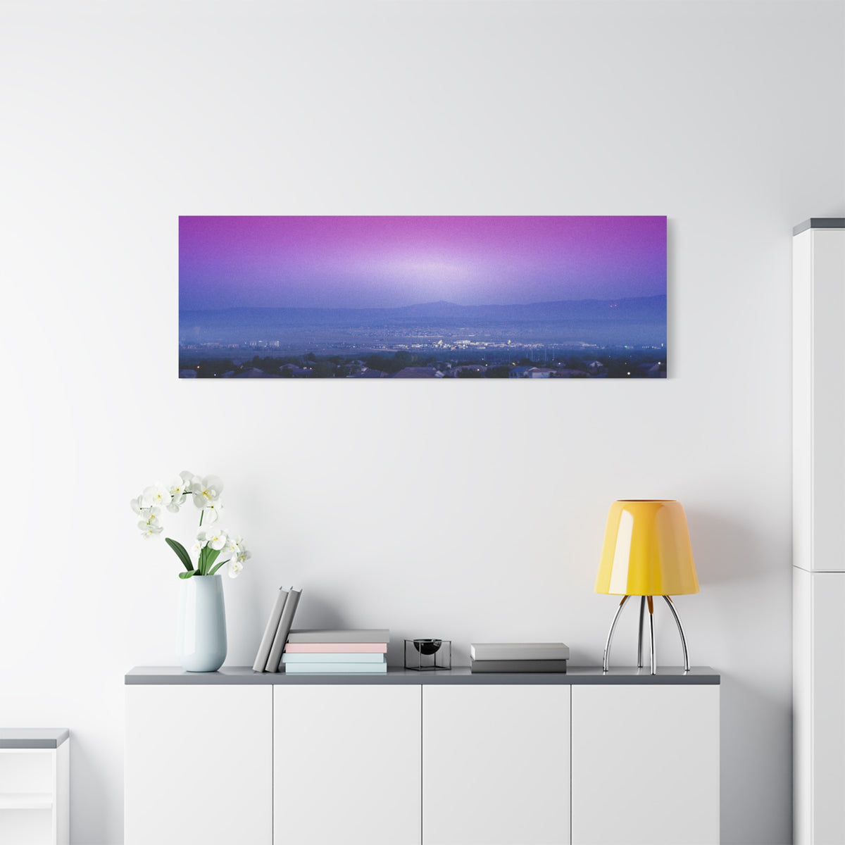 Resonance Inspired Sunset Gradient Canvas Wall Art | Pink & Purple Cityscape Matte Canvas