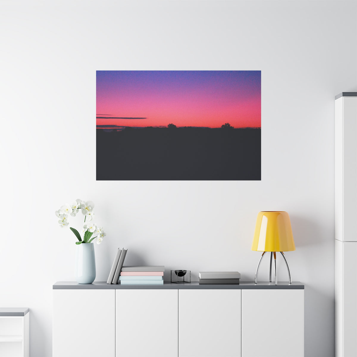 Vaporwave Sunset Horizon Matte Stretched Canvas (1.25")