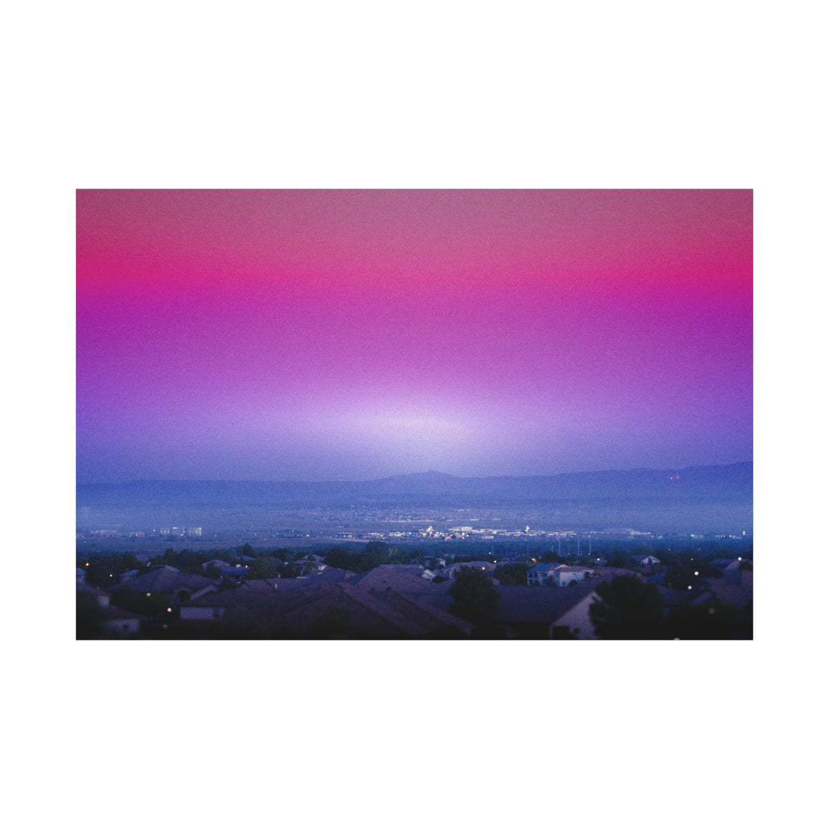 Resonance Inspired Sunset Gradient Canvas Wall Art | Pink & Purple Cityscape Matte Canvas