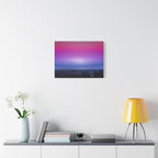 Resonance Inspired Sunset Gradient Canvas Wall Art | Pink & Purple Cityscape Matte Canvas