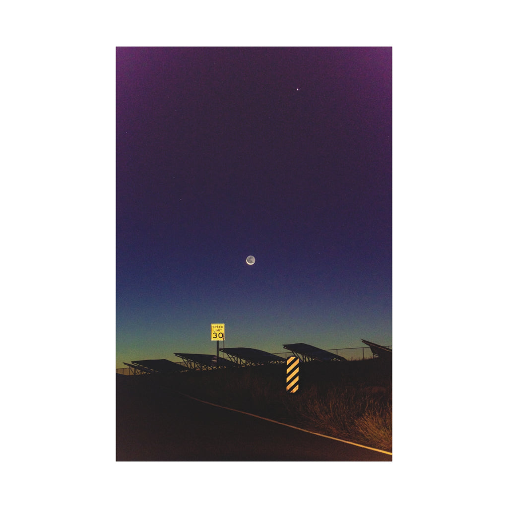 Moonlit Road Matte Canvas Wall Art | Night Sky Photography Print