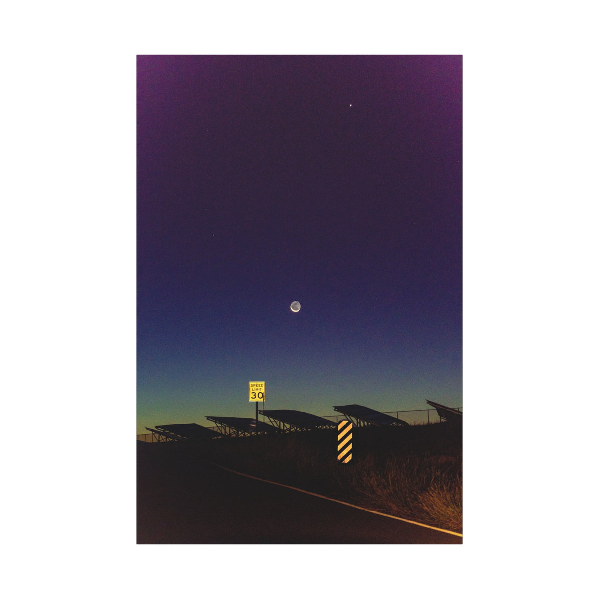 Moonlit Road Matte Canvas Wall Art | Night Sky Photography Print