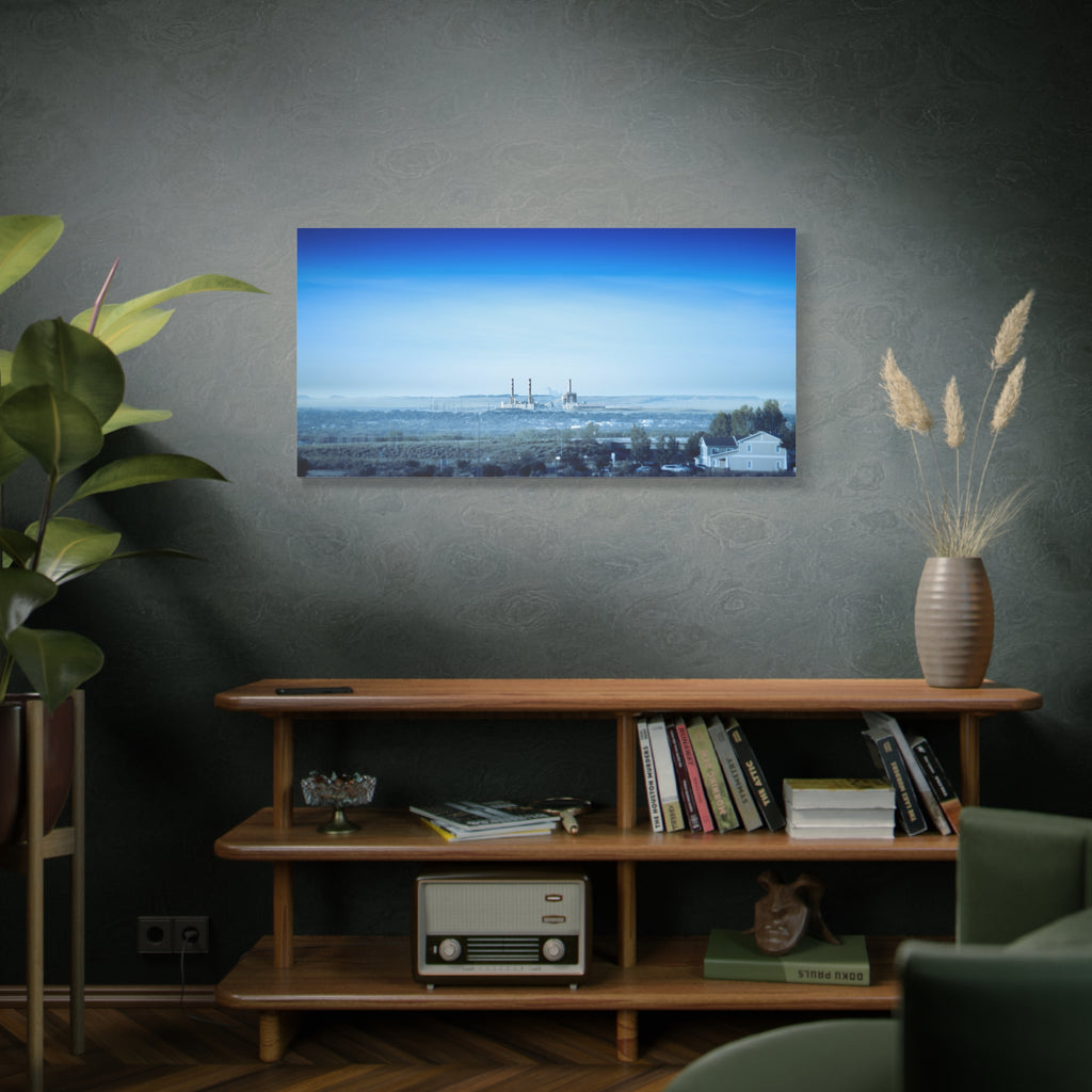 Blue Horizon Apocalyptic Industrial Landscape Matte Canvas (Stretched)