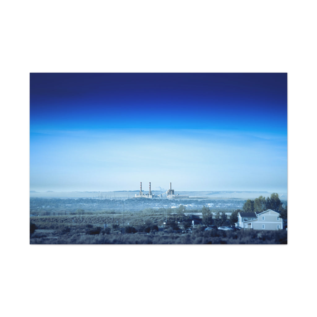Blue Horizon Apocalyptic Industrial Landscape Matte Canvas (Stretched)