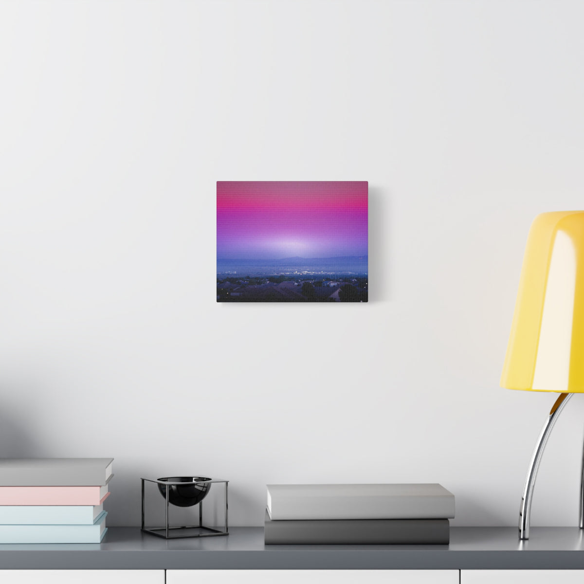 Resonance Inspired Sunset Gradient Canvas Wall Art | Pink & Purple Cityscape Matte Canvas