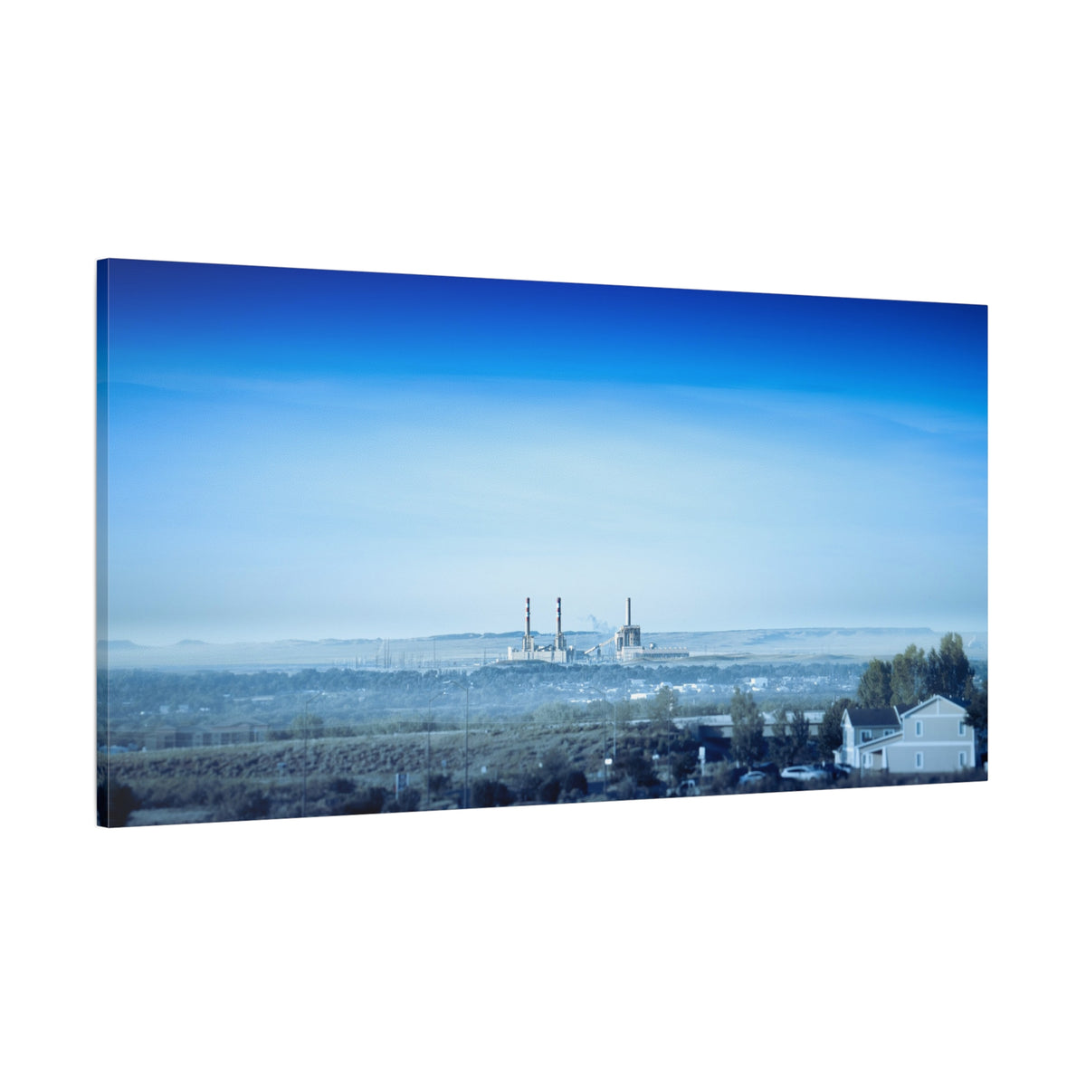 Blue Horizon Apocalyptic Industrial Landscape Matte Canvas (Stretched)